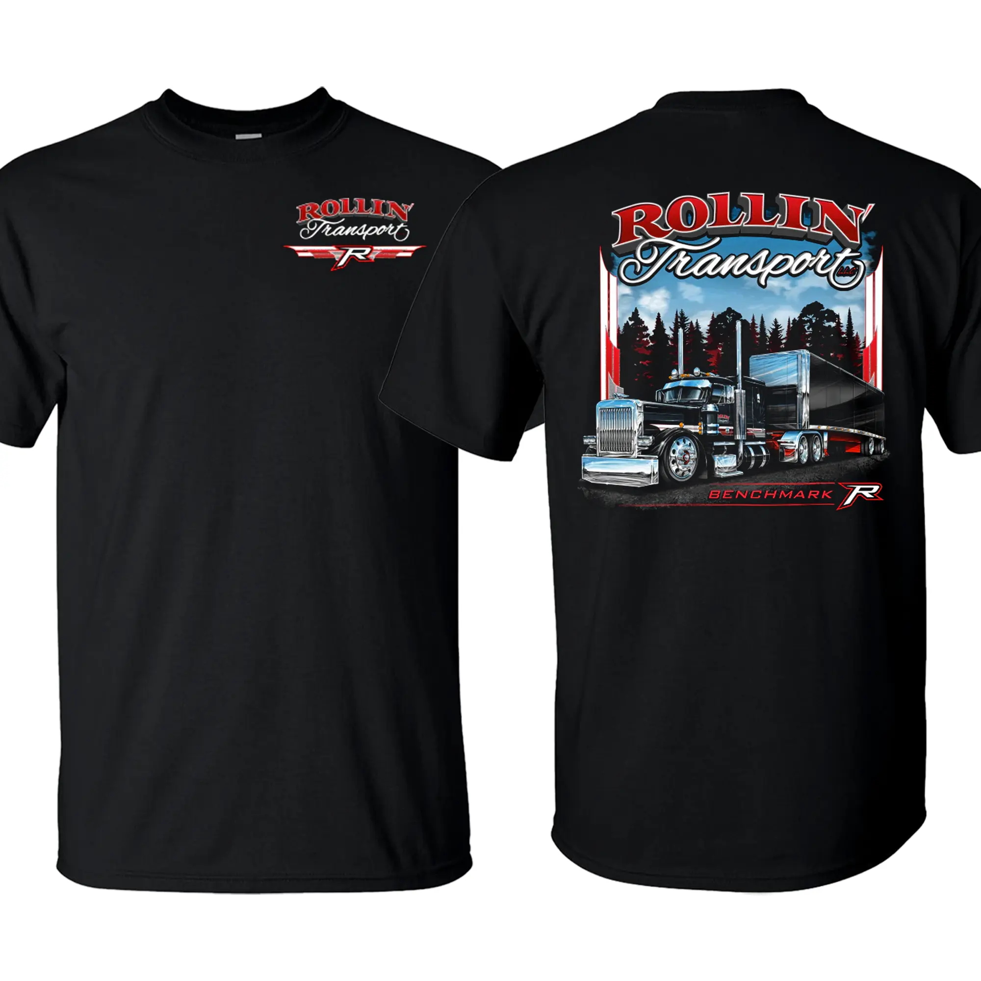 A.S Rollin' Transport Truck T-Shirt – Benchmark R Big Rig Graphic Tee, Semi Truck Shirt for Truck Drivers, Diesel Lovers and Trucker Fans