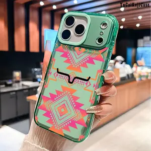 Tribal Geometric Style Aztec Pattern color TPU Phone Case for iPhone 17 Air 16 Plus 15 Pro Max 14 Plus 13 12 11 Pro Max Non-Yellowing Shockproof Protection Soft Silicone Fashion Transparent Cover Cellphone Protective Smartphone