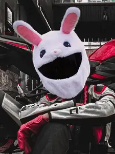 Cartoon Motorcycle Helmet Cover, Anti-Scratch Dog Rabbit Plush Animal Headset, Unisex Bike Scooter Protection, No Helmet Included