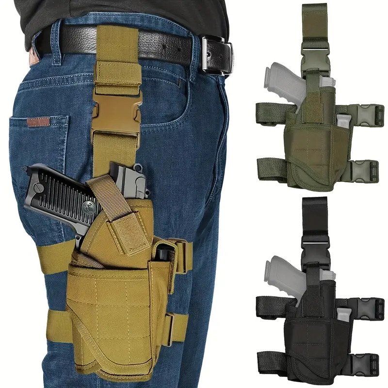 Adjustable Right Thigh Universal Tactical Leg Holster with Magazine Pouch, Tactical Equipment, Hunt Gear Accessories for Hunting, Outdoor Recreation