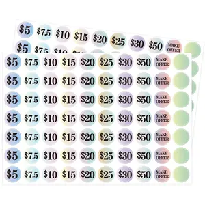 Garage  Stickers - 1400 count, 1 Inch Big, Gradient Color  Market Pre-Printed Pricing Stickers