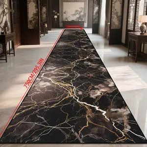 Marble Luxury Long Strip Rug, Artistic Design Indoor Outdoor Decorative Carpet, Easy Clean Mat for Hotel Villa Corridor Bathroom Hallway