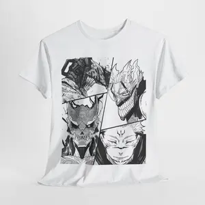 Chainsaw Man x Kaiju No. 8 x Jujutsu Kaisen (Sukuna) x Dandadan (Okarun) Crossover | Manga Style Anime  Graphic T-Shirt | Unisex Clothing