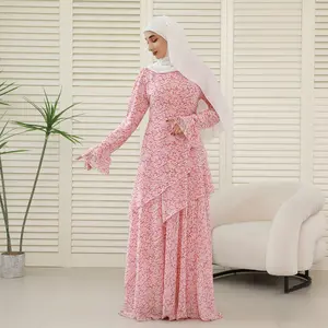 3-Piece Ruffle Chiffon Abaya Set – Top, Skirt & Scrunchie (NCA006) classy modest dress modest  wear islamic clothing