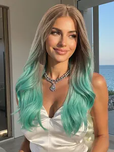 24 Inch Curly Long Ombre Wig, High-Quality Lace Cap for Women, Ideal for Daily Use, Cosplay, and Parties, Gradient Color, Breathable Lightweight