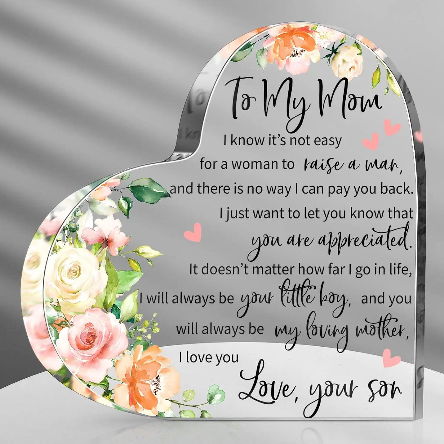 Mothers Day Gifts for Mom Acrylic Mom Gift Birthday Sign Plaque 10x10Cm Flowers Signage Decoration Items Thoughtful Present for Mom from Daughter Son