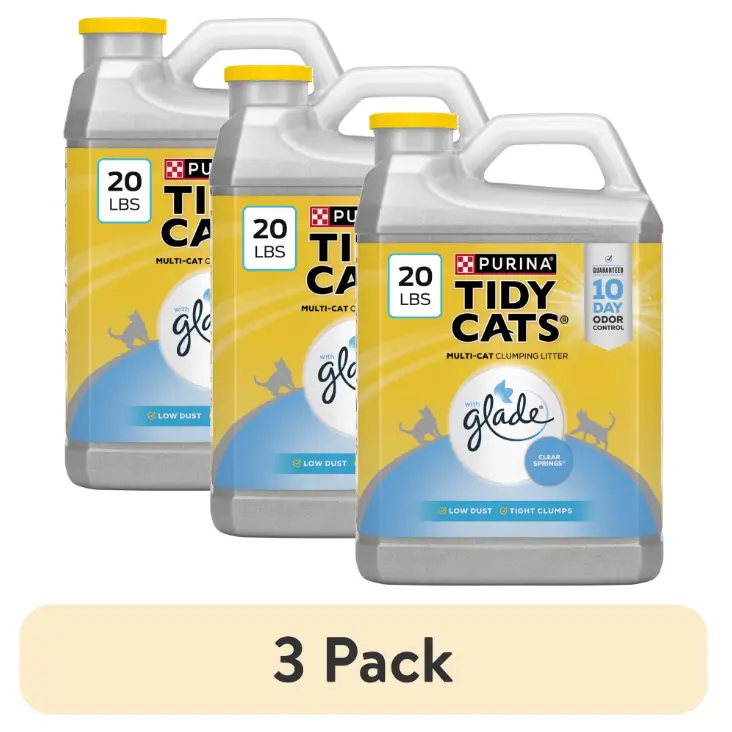 (3 pack) Purina Tidy Cats With Glade Clear Springs Scented, Odor Control, Clumping Multi-Cat Litter