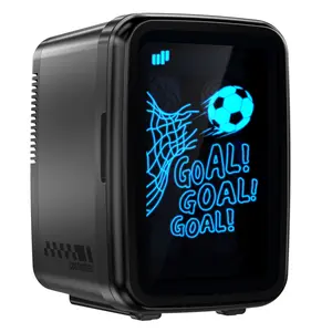Upstreman mini fridge 4L Glowing Soccer Fans Compact Refrigerator with Soccer Game Gaming Light, 6-Can Portable Cooler for Bedroom, Car, Office, Dorm, Beverage & Food Storage, Portable for Skincare, Makeup, Car, Office, Bedroom, Dorm Room, or Cabin