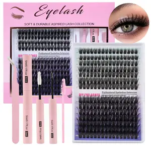 Eyelash Extension Kit, 224pcs Mixed Length Individual False Eyelashes with Eyelash Glue & Tweezers, Professional Eye Makeup Accessories for Women
