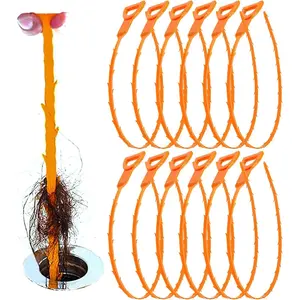 Drain Clog Remover Tool- 6 Pack 20 Inch Length Drain Cleaner Sticks for Sink, Pipe and Tub - Plumbing unclogger Tool for Clogged Drains in Shower, Hair Catcher for bathroom, kitchen, Bathtub