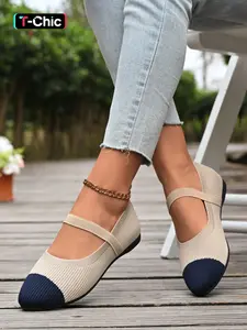 Women's New Pointed Toe Flat Shoes, Breathable Soft Sole Comfort Commuter Shoes, Dual Color Patchwork Office Shoes, Casual Business Women's Shoes