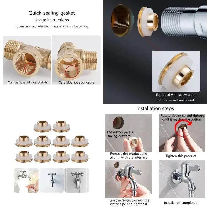 581E Faucet Fast Repair Washers 10pc Set Metal Construction Watertight Seal DIY Friendly Bathroom Hardware