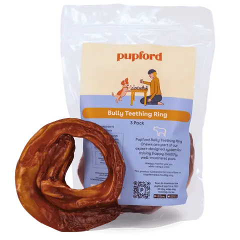 Pupford Bully Stick Rings for Puppies & Dogs, Long-Lasting, All-Natural Chews