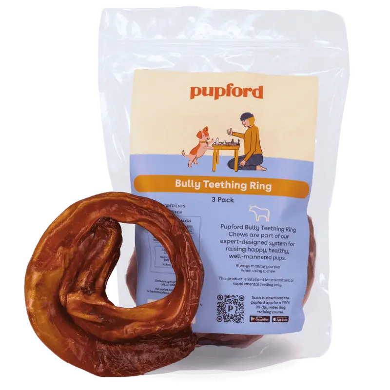 Pupford Bully Stick Rings for Puppies & Dogs, Long-Lasting, All-Natural Chews