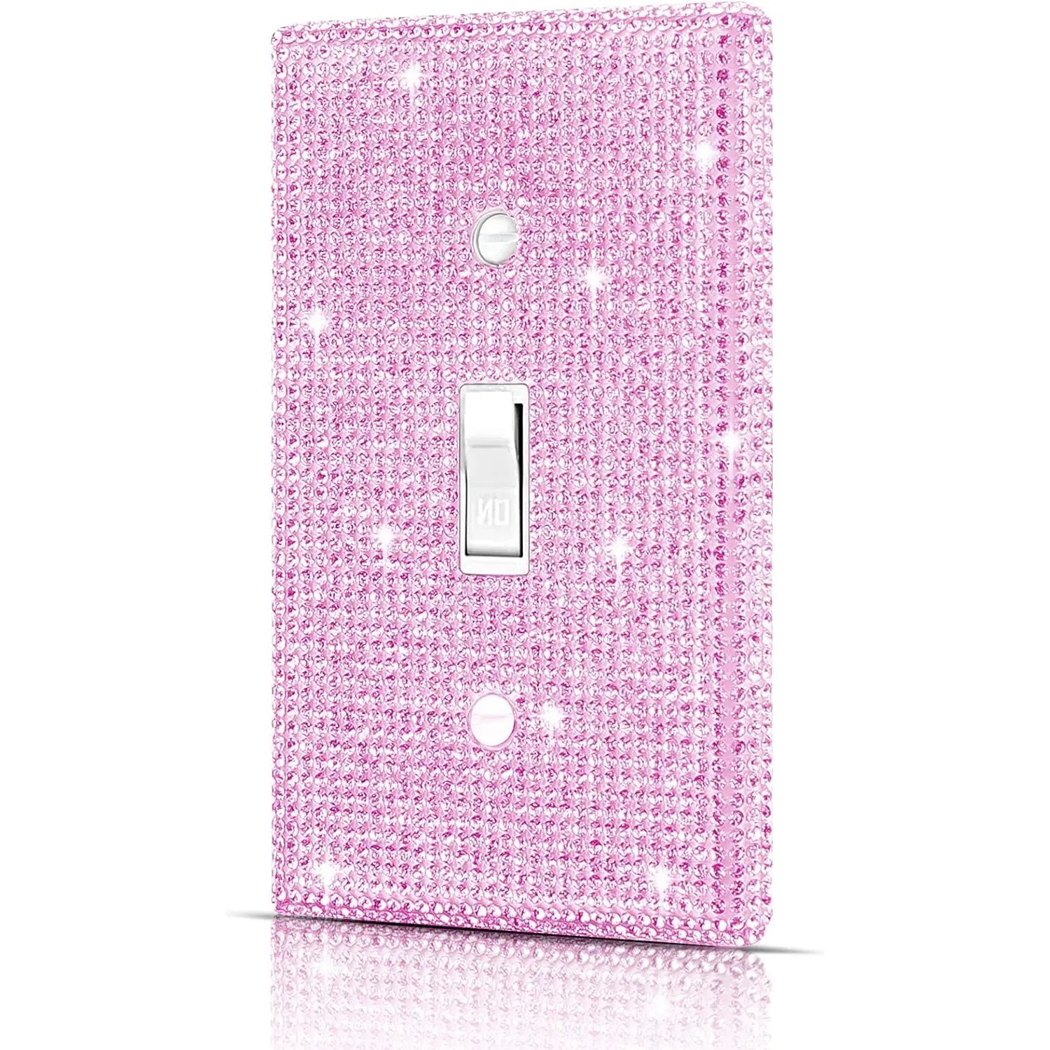 Wall Plates Light Switch Cover Decorative Outlet Covers, Shiny Silver Rhinestones Bling Wall Plate Cover Wall Plate Single Gang Toggle for Kitchen Bedroom Living Room Home Decor