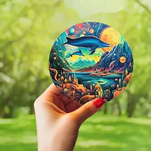 Psychedelic Dolphin Sticker, Waterproof Vinyl Decal, Dolphin Vinyl Stickers, Dolphin decal, Laptop Decal, Phone Decal and more