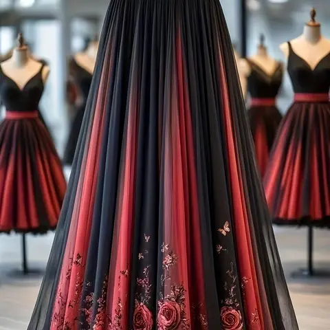 Rose Floral Lace Maxi Skirt, Long Fitted Lightweight Dress with Printed Flowers, Elegant All Seasons Fashion, Formal Fashion Skirt, Women's Clothing, Bottoms, Womenswear, Lace Layered Skirt, Chic Elegant Skirt, Fitted Design Skirt