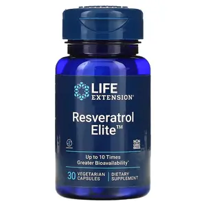 Life Extension Resveratrol Elite Supplement NAD+ Cell Regenerator for Healthy Aging Cardiovascular & Brain Health 30 Capsules - Antioxidant Complex