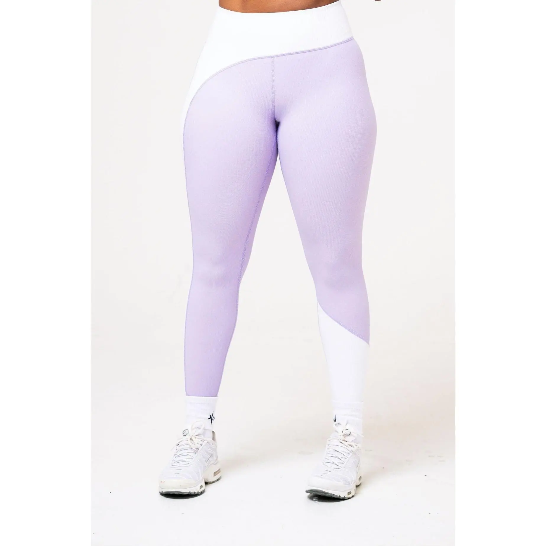 prime ribbed pastel color-block leggings