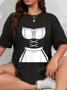 100% cotton Japanese Anime French Apron - Maid Dress Cosplay Costume T-Shirt women graphic shirts