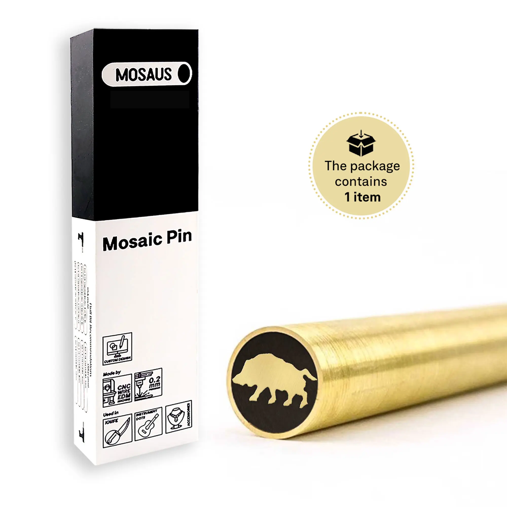 MOSAUS Mosaic Pin for Knife | Boar | Brass or Stainless | Decorative Brass Knife Handle Pins