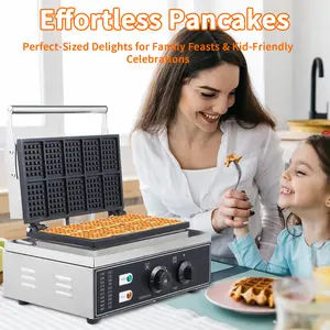 Commercial Waffle Cone Maker, 110V Electric 10pcs Nonstick Electric Waffle Maker Machine, 50-300℃ Temperature & Time Control for Restaurant Snack Bar