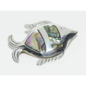Taxco Mexico Sterling Silver Abalone Fish Brooch Pin