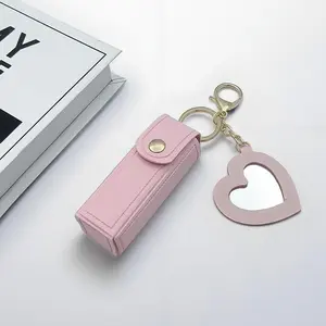 Portable Lipstick Keychain Gift Card Holder, Mini Storage Bag with Mirror, Fashionable Makeup Organizer, Keychain Parking Key Convenient Travel Accessory, Keychain Kawaii