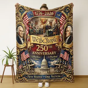 1776-2026 Usa 250th Anniversary Flannel Throw Blanket, Founding Fathers Edition, Historical Gift, Perfect for Collectors, Commemorative Home Decor
