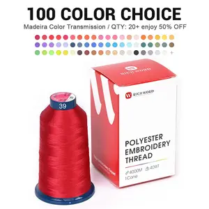 100 colors 4000m 108D/2 40wt Richword Selected Polyester Embroidery Thread / Sewing Thread