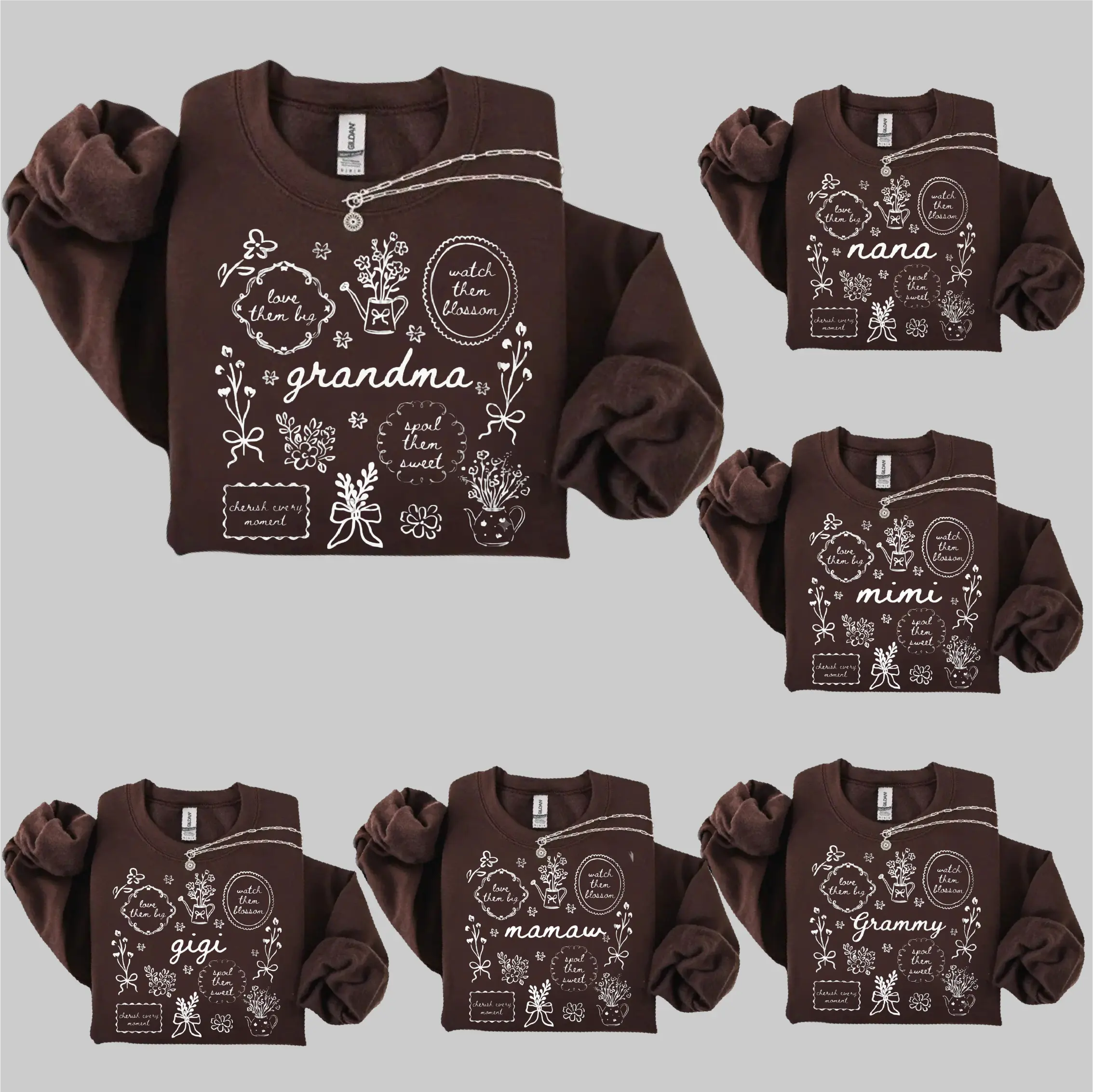 Grandma Floral Sweatshirt, Nana Mimi Gigi Grammy Mamaw Crewneck, Cute Grandma Gift, Mother’s Day Gift for Grandma