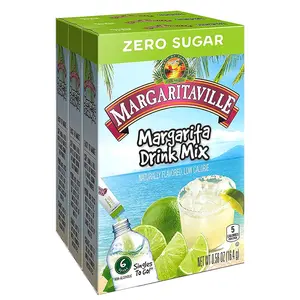 Margaritaville Singles To Go Water Drink Mix - Margarita Flavored, Non-Alcoholic Powder Sticks (3 Boxes with 6 Packets Each - 18 Total Servings)