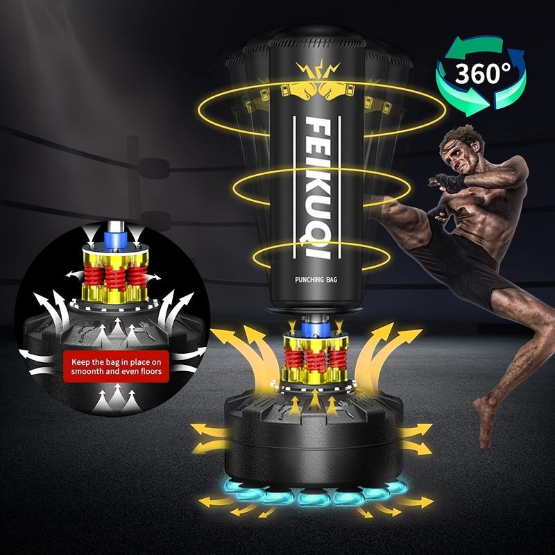 multi-functional training equipment Punching Bag, 70''-205lbs Boxing Bag With Stand, Boxing Bag For Adult Youth, Men, Freestanding Punching Bag Including 12OZ Pro Gloves (Black)