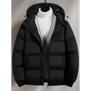 Men's Plain Pocket Zip Up Thick Warm Hooded PufferCoat,Regular Fit Long Sleeve Padded Winter Coat,Menswear, Cold Weather Gear, Mens Clothing,Jacketsfor Me Tops Zipper