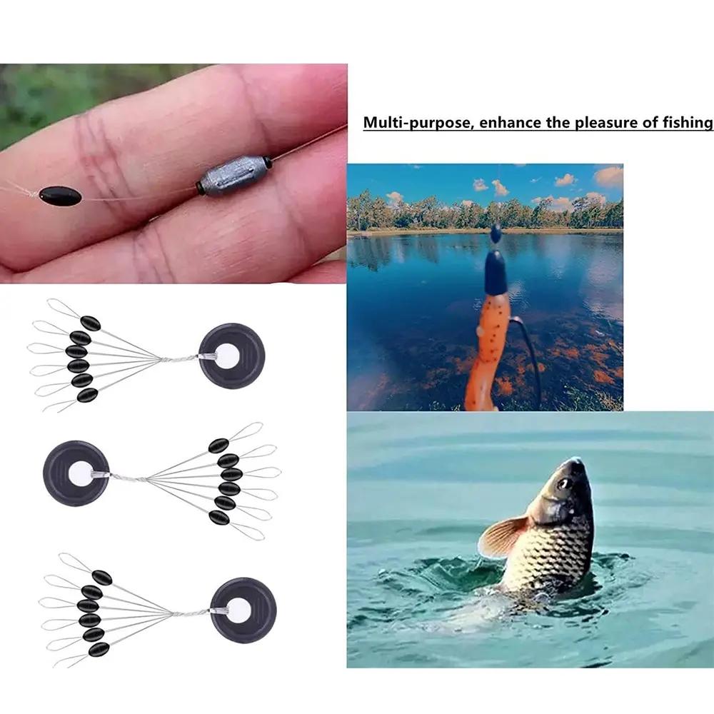 100 Sets Fishing Bobber Stops, Rubber Line Stopper Beads for Slip Bobber Rigs, Float and Sinker Fishing Tackle