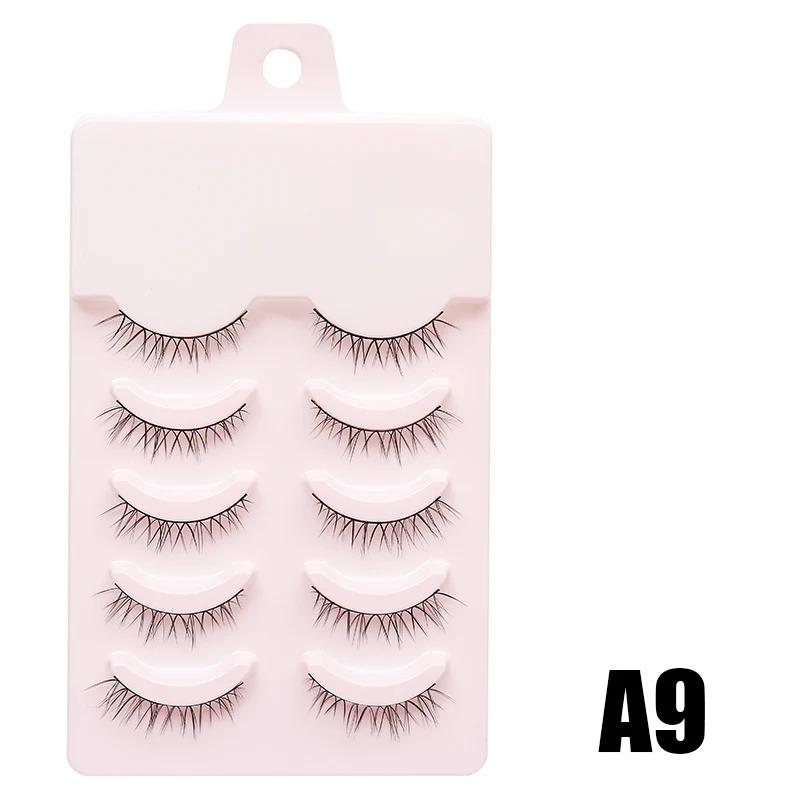 Fake Eyelash Anime Lashes 5 Pairs Little Devil Eyelashes Natural Daily Makeup Manga Eyelashes Clear Band Eyelashes