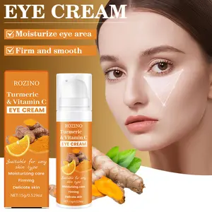 ROZINO Turmeric & Vitamin C Eye Cream - Moisturizes Eye Area, Firm & Smooth, Reduces Wrinkles & Dark Circles for All Skin Types, 0.529oz
