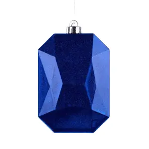 6.25"L x 4.25"W Glitter Rect Gem Ornament in Royal Blue