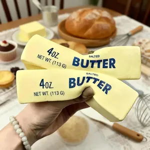 Butter Stick Squeeze Toy Soft Non-Toxic Squishy, Stress Relief PU Fidget Toy for Adults & Kids, Funny Prank Toy for Party Games, Easter Basket Stuffers, Christmas & Holiday Gag Gifts