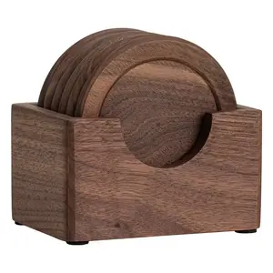 Wooden Coaster, Wooden Coaster with Holder, Heat Resistant Non-slip Coaster, Decorative Coaster for Coffee Cup & Drink, Kitchen Coasters