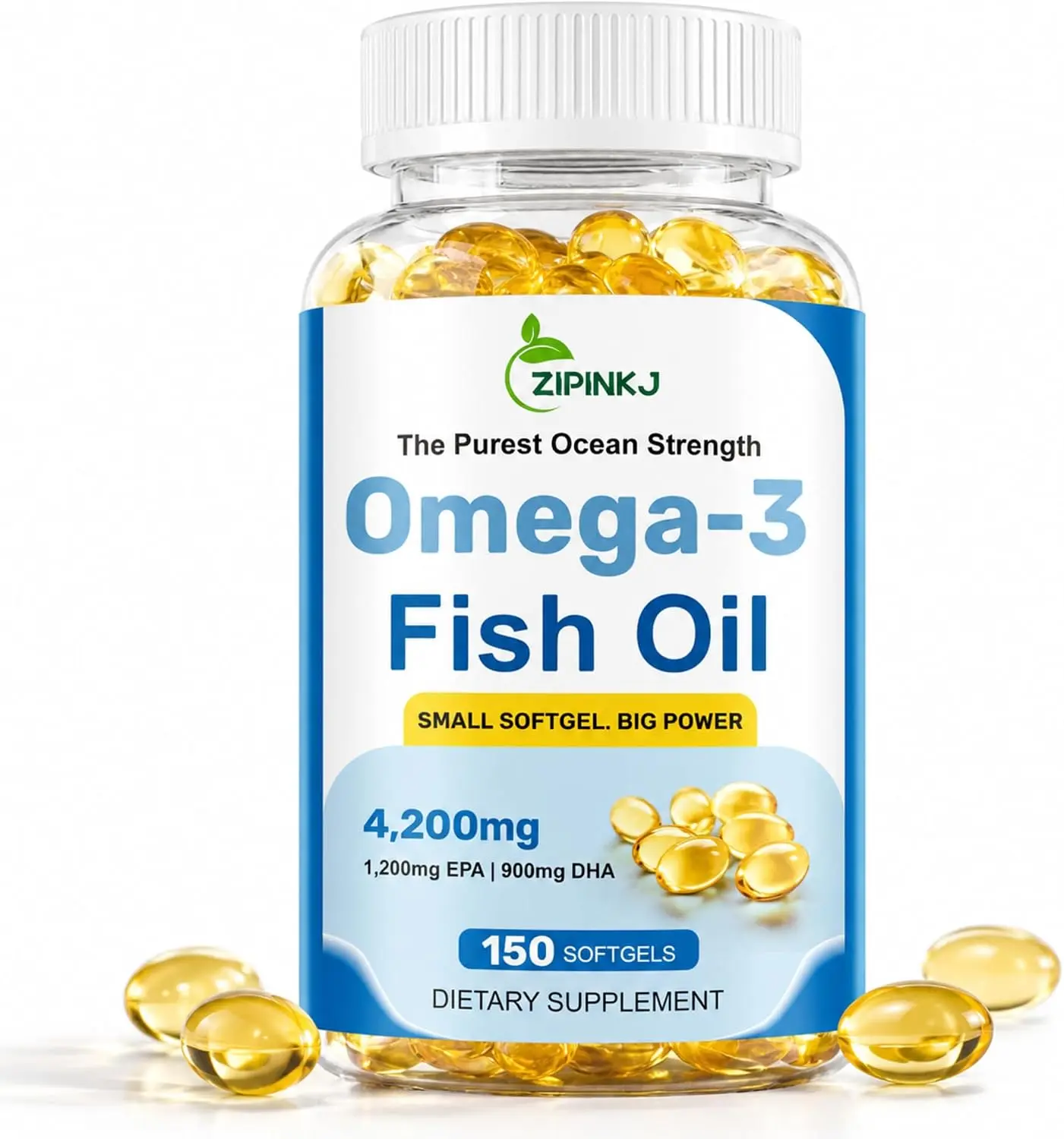 4200 mg Triple Strength Omega 3 Fish Oil Mini Softgels Burpless Wild Caught High Purity EPA and DHA Essential Fatty Acids Supplement for Brain Heart and Eye Health Non GMO Third Party Tested 150 Softgels