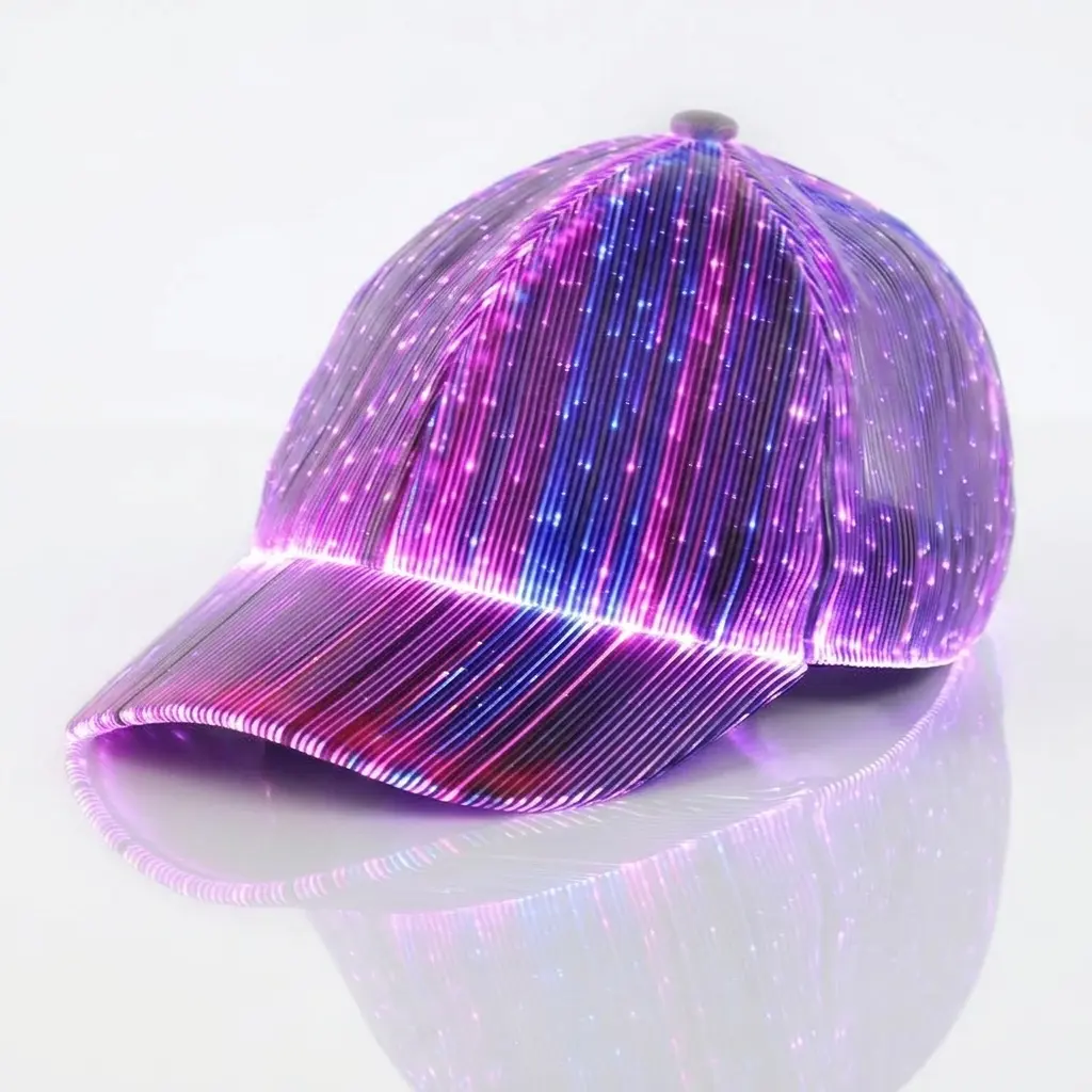 Unisex Fit LED Fiber Optic Flashing Lights Baseball Cap - Glow in the Dark Blacklight Glow Festive Party Hat for Night Club Raves & Outdoor Festivals (Festive & Party Supplies), Watch Party