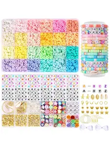DIY Jewelry Making Kit with 3500 Beads, Bead Mix, Includes Elastic Cord & Polymer Clay Beads, Perfect Gift for Friends & Family