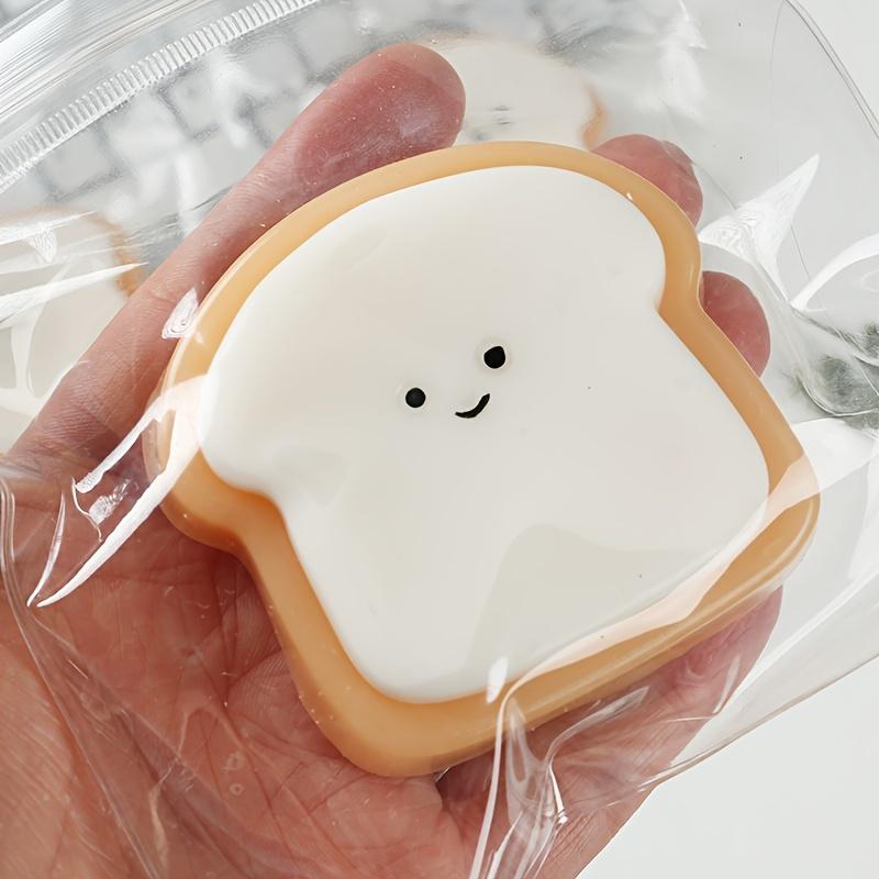 Ultra-Soft Squishy Toast Relax Toy - Cute Bread Slice Design, Slow Rebound, Easy to Clean, Synthetic Rubber, Multicolor