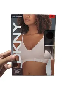 DKNY Bra JAVA PERLPK 2 Pack Seamless Adjustable Straps Soft Stretch Fabric M Plain Design for Comfort and Style