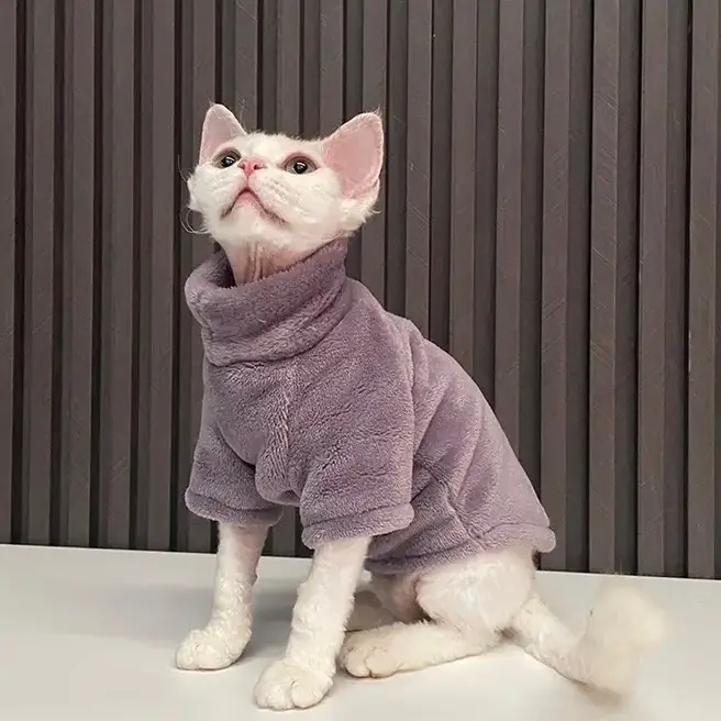 Soft Faux Fur Sweater for Hairless Cats - Cute and Cozy Pullover for Autumn and Winter Cat Apparel