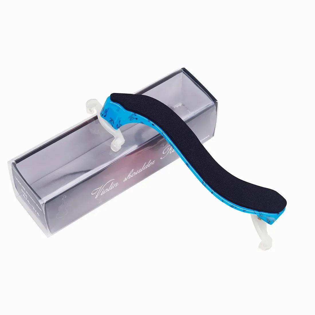 Ay Violin Shoulder Rest Solid Wood  FootFeaturing Thick Memory Foam And Adjustable Height  Blue (4/4-3/4)