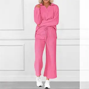 2pcs Women Casual Fleece House Wear Set, Autumn/Winter