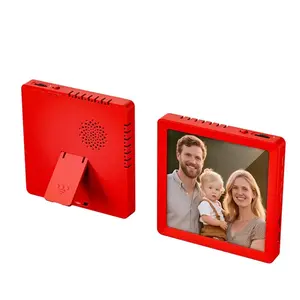 Personalized Music Photo Frame with Magnetic Refrigerator Magnets Playback Recording Capabilities Desktop Picture Decoration Red Edition ABS Material