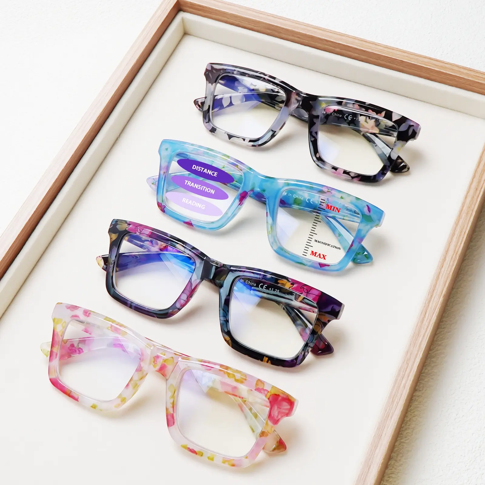 4pcs Oprah-Style Progressive Multifocal Blue Light Blocking Reading Glasses Women's Eyewear Computer Glasses Stylish Retro Frame Design Spring Hinges Durable Lenses Suitable For Daily Wear